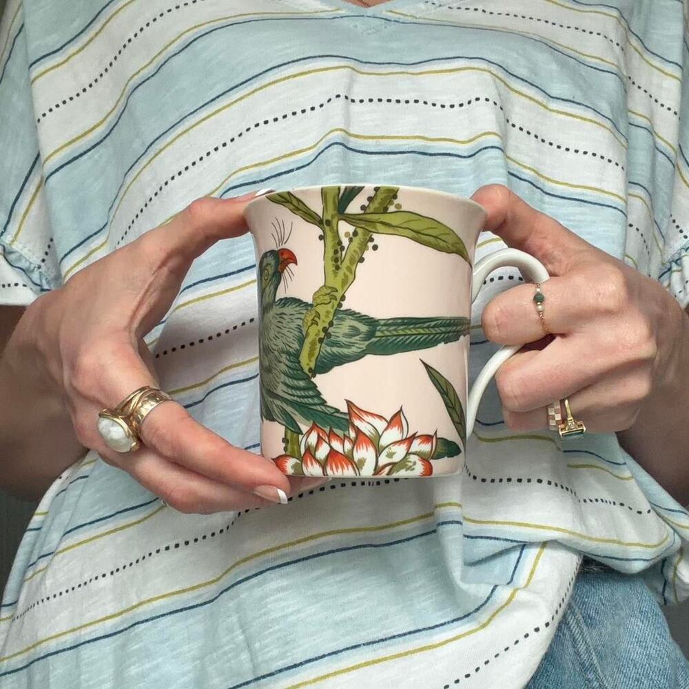 Cute tropical floral pink parrot